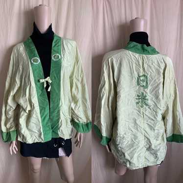 Antique Japanese silk optimist club Haori kimono - image 1