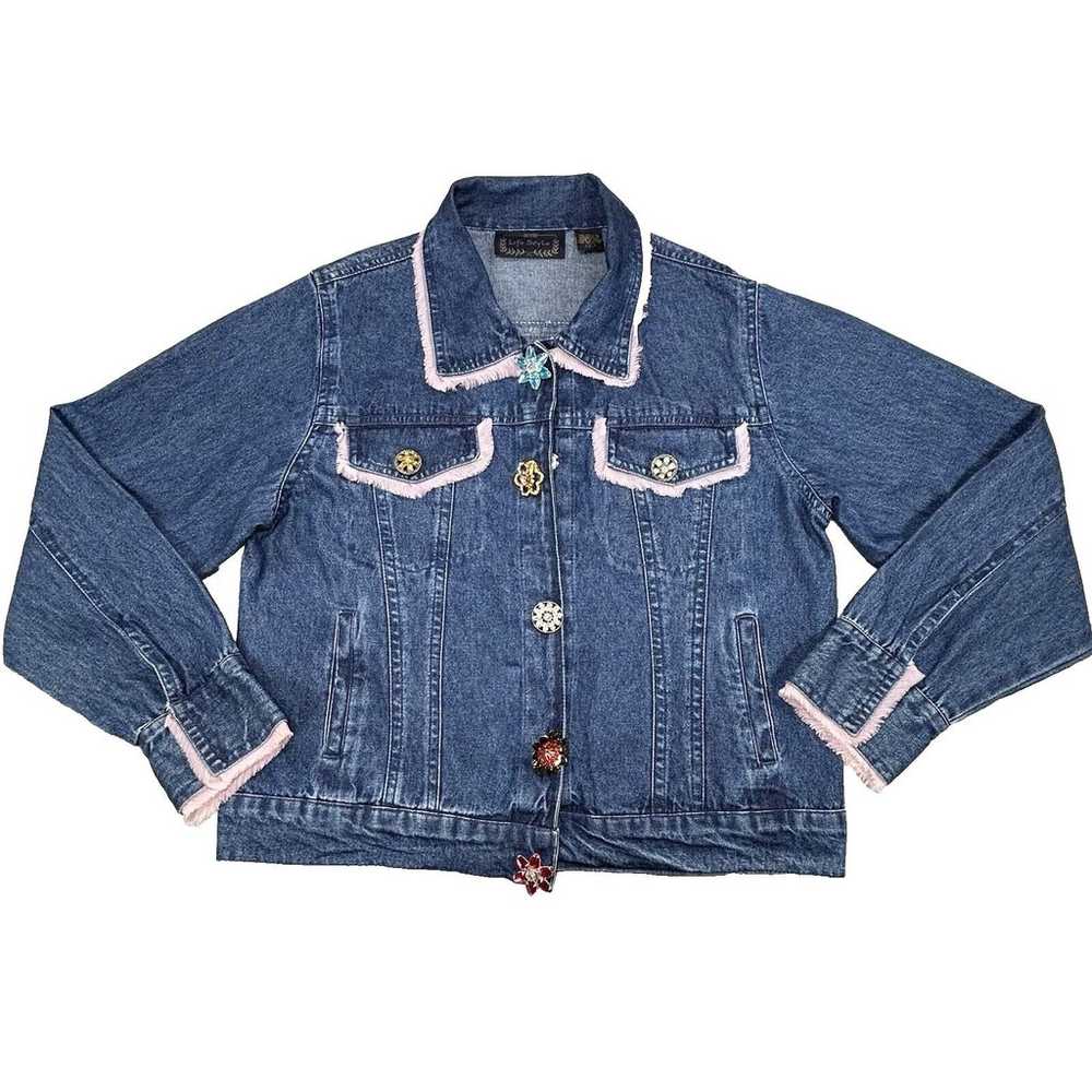 VTG Life Style Jacket Women’s Large Blue Denim Pi… - image 1