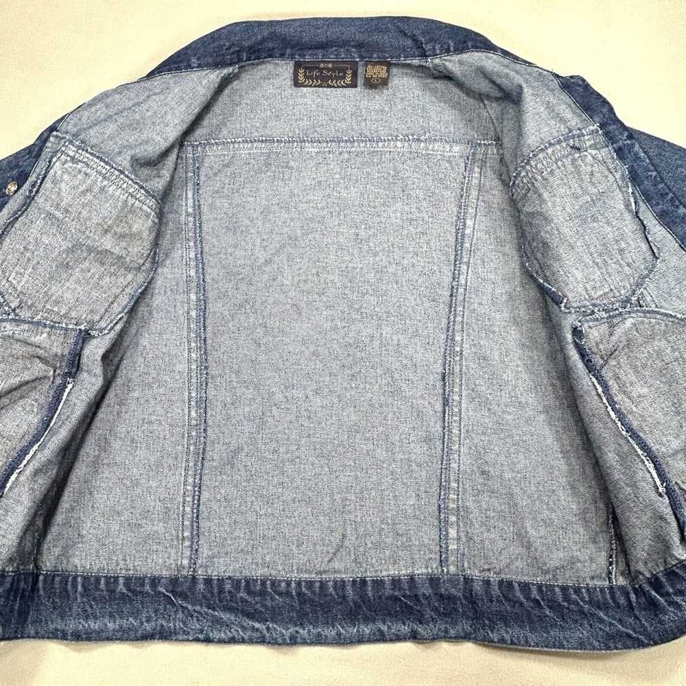 VTG Life Style Jacket Women’s Large Blue Denim Pi… - image 3