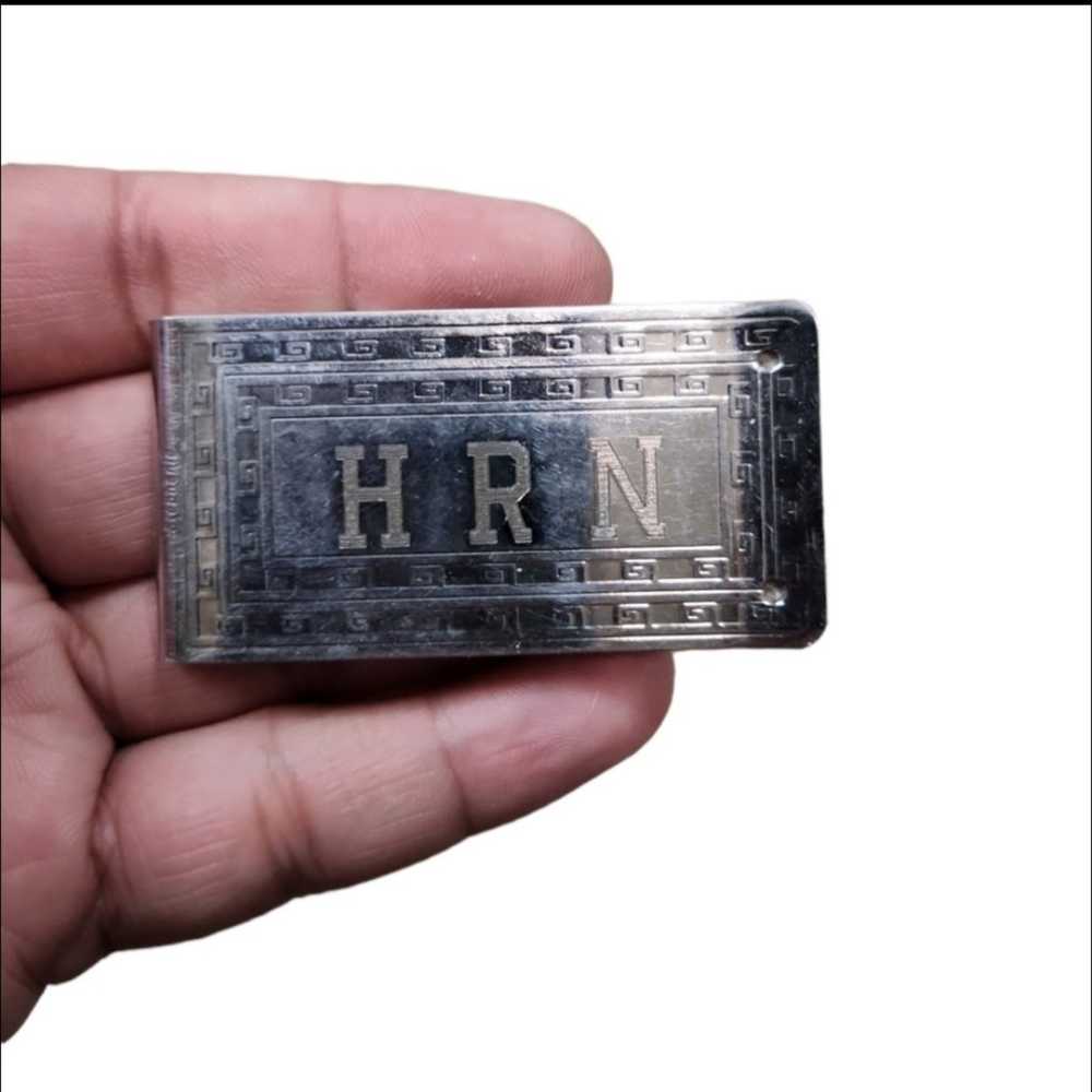 Vintage Silver Toned Monogram HRN Money Clip - image 1