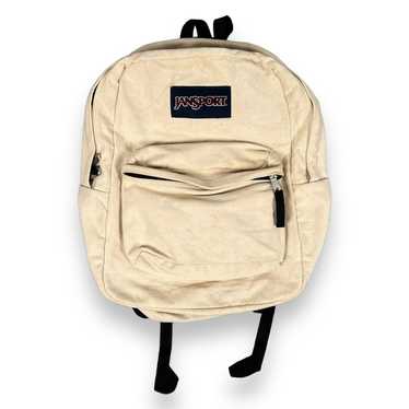 Vtg Jansport Cream Biege Backpack Canvas Retro Sc… - image 1