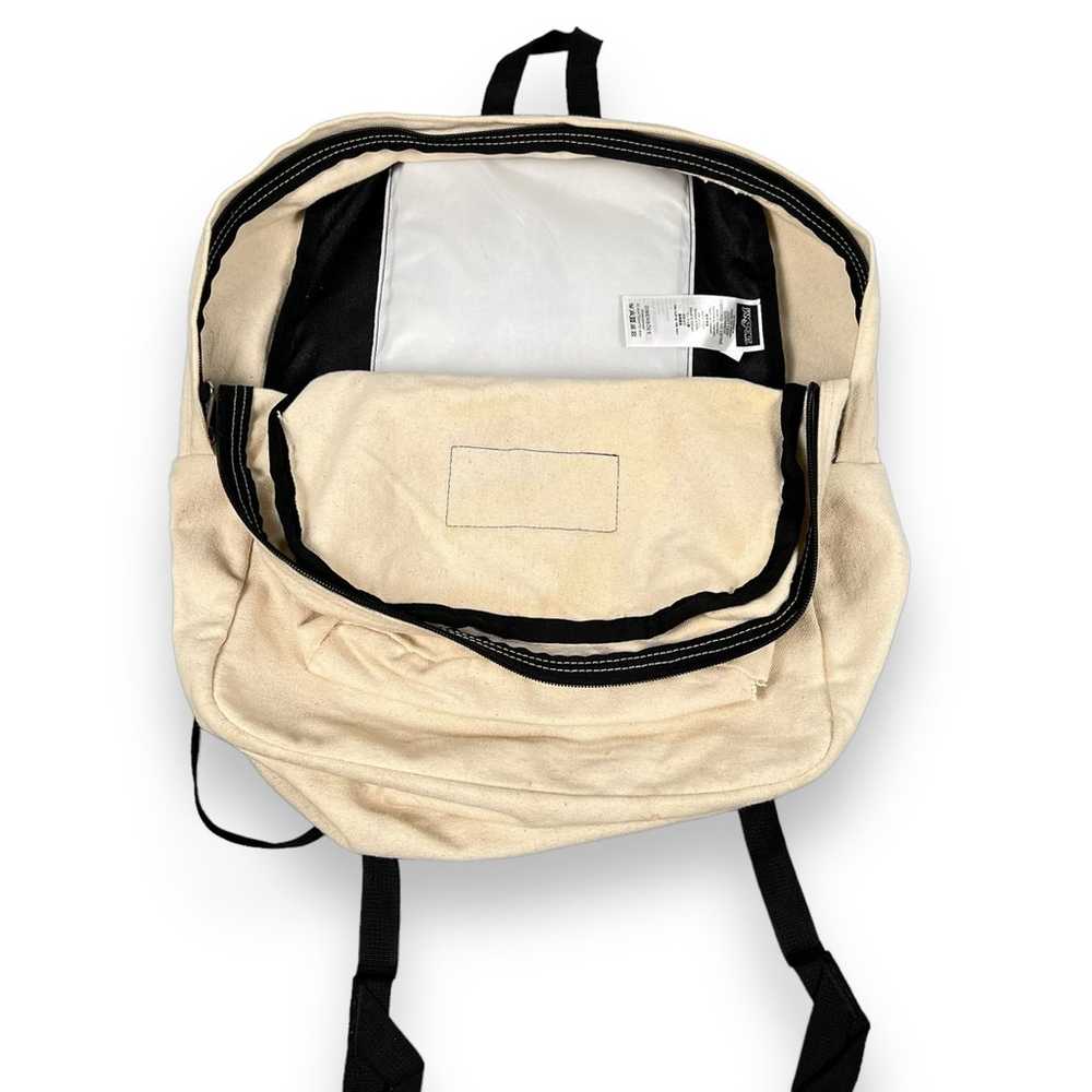 Vtg Jansport Cream Biege Backpack Canvas Retro Sc… - image 4