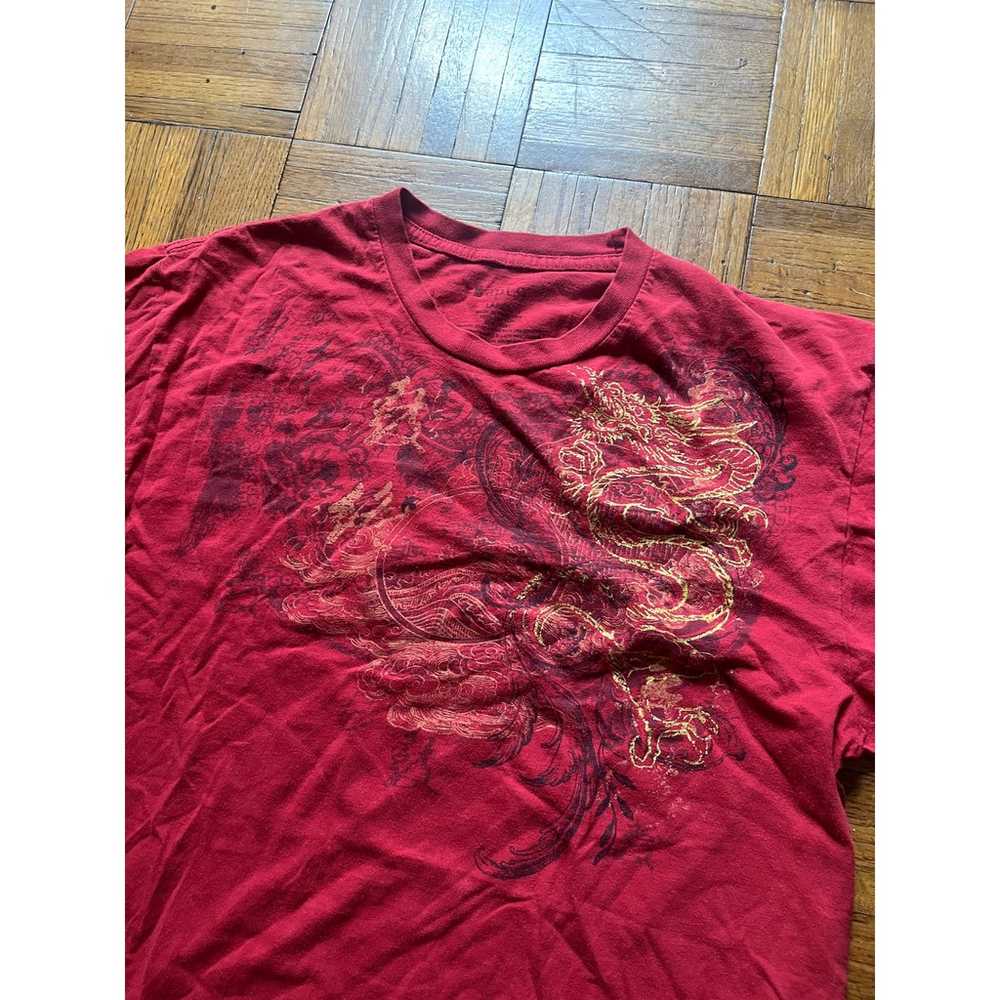 Y2k Affliction Style Dragon Red T-Shirt Size Large - image 2