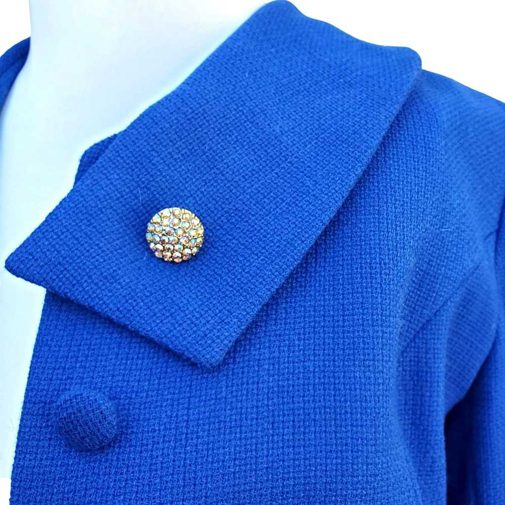 Vintage 1960s Women Skirt Suit Royal Blue Wool 10… - image 1