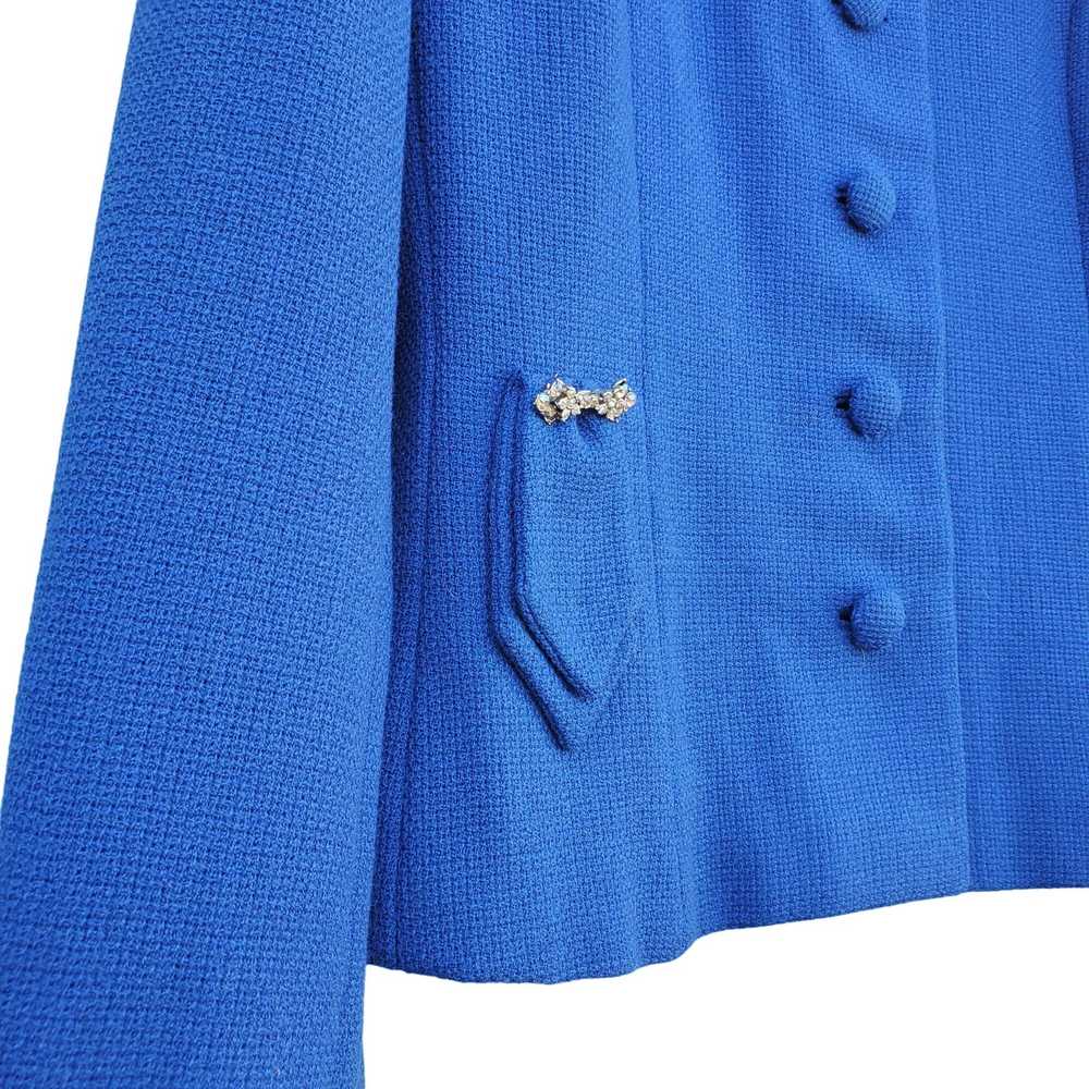 Vintage 1960s Women Skirt Suit Royal Blue Wool 10… - image 5