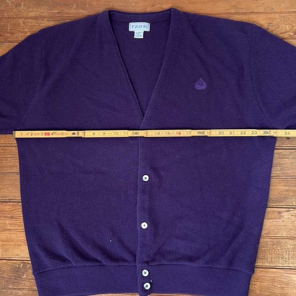 Mens vintage Izod purple v neck grandpa cardigan … - image 3