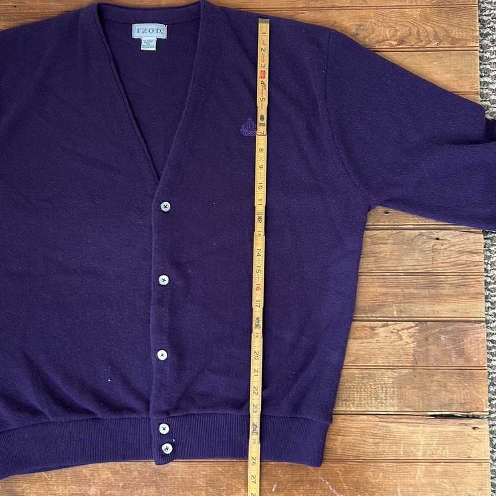 Mens vintage Izod purple v neck grandpa cardigan … - image 4