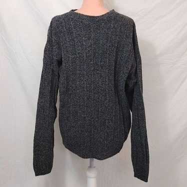 Murano 90s Black Grey Cable Knit Crew Neck Pullove