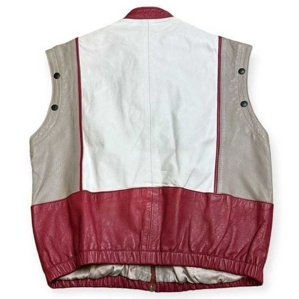 Vintage Suede Leather Mens Red White Colorblock F… - image 2