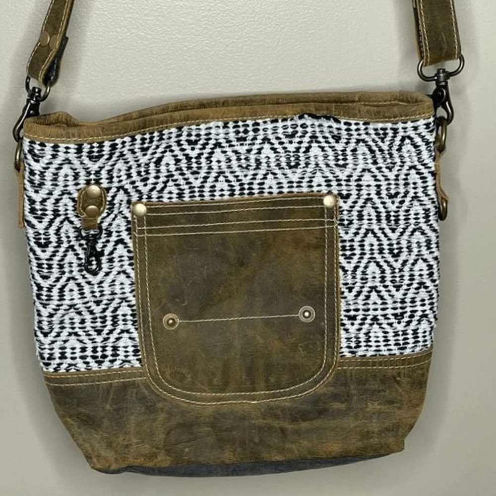 Myra Bag Burnt Sienna Upcycled Canvas Leather Cro… - image 4