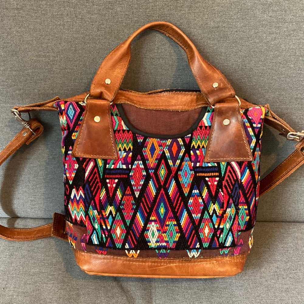 Ixchel Triangle Summer Boho Bag - Leather & Guate… - image 1