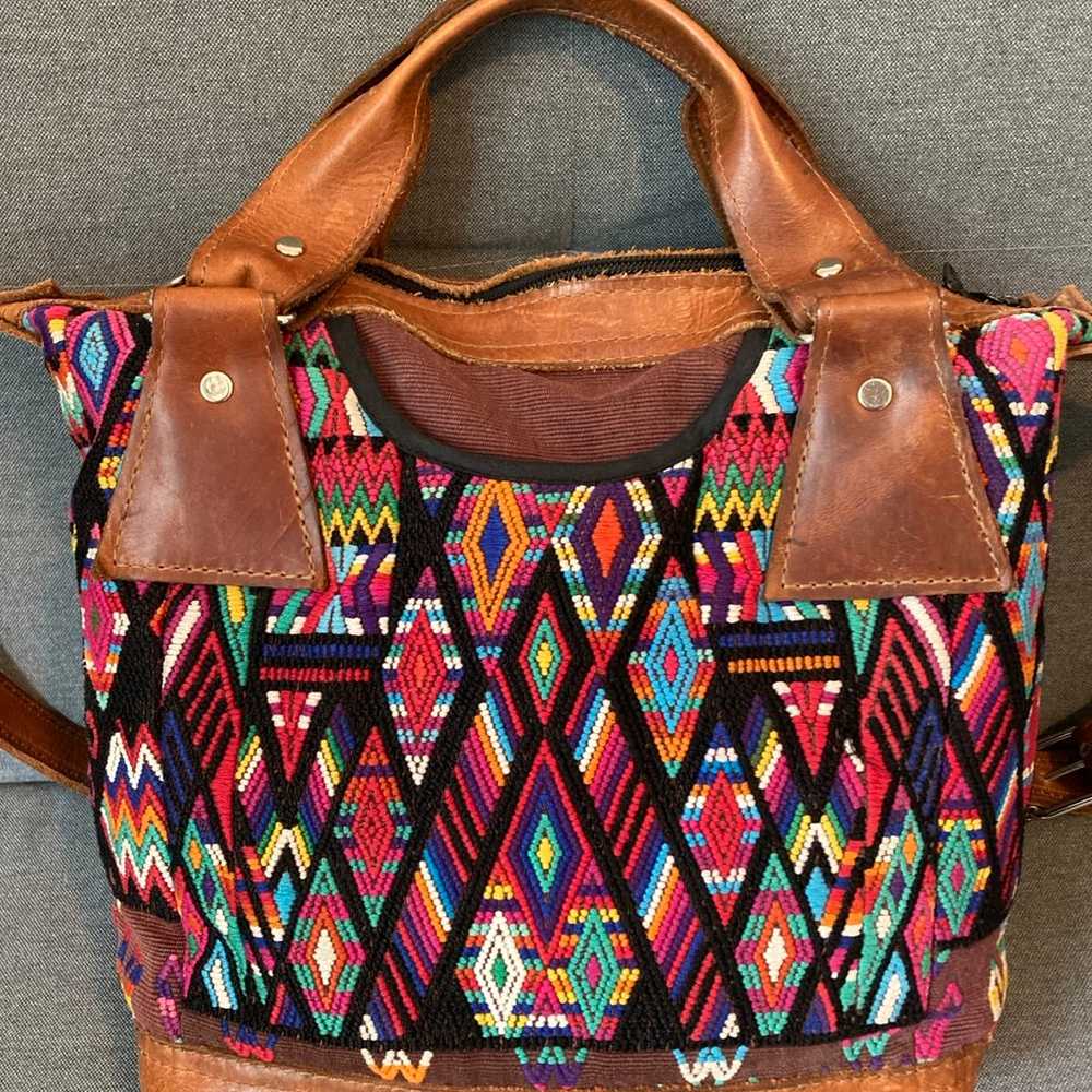 Ixchel Triangle Summer Boho Bag - Leather & Guate… - image 3