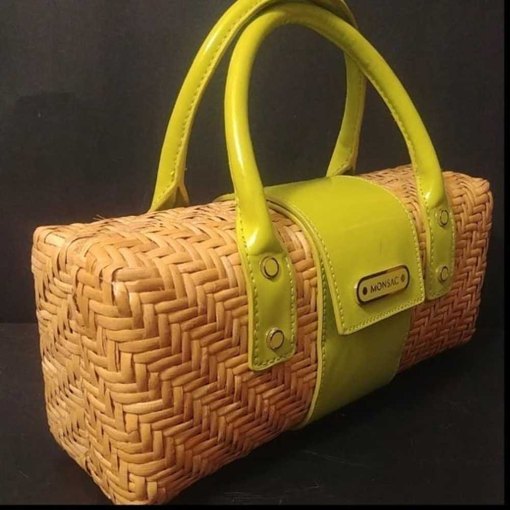 Monsac Original Straw Wicker Lime Green Coated Le… - image 1