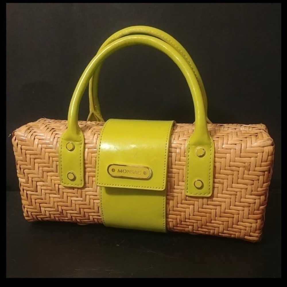 Monsac Original Straw Wicker Lime Green Coated Le… - image 2