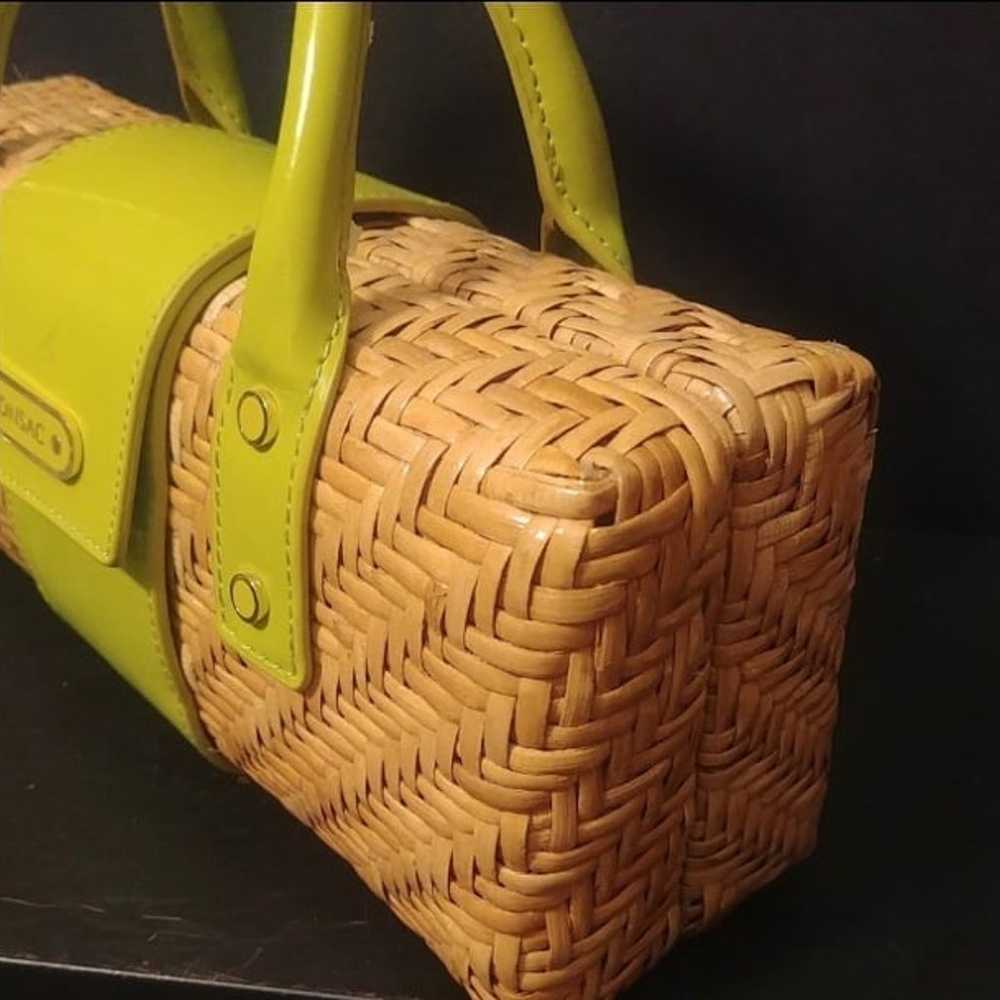 Monsac Original Straw Wicker Lime Green Coated Le… - image 4