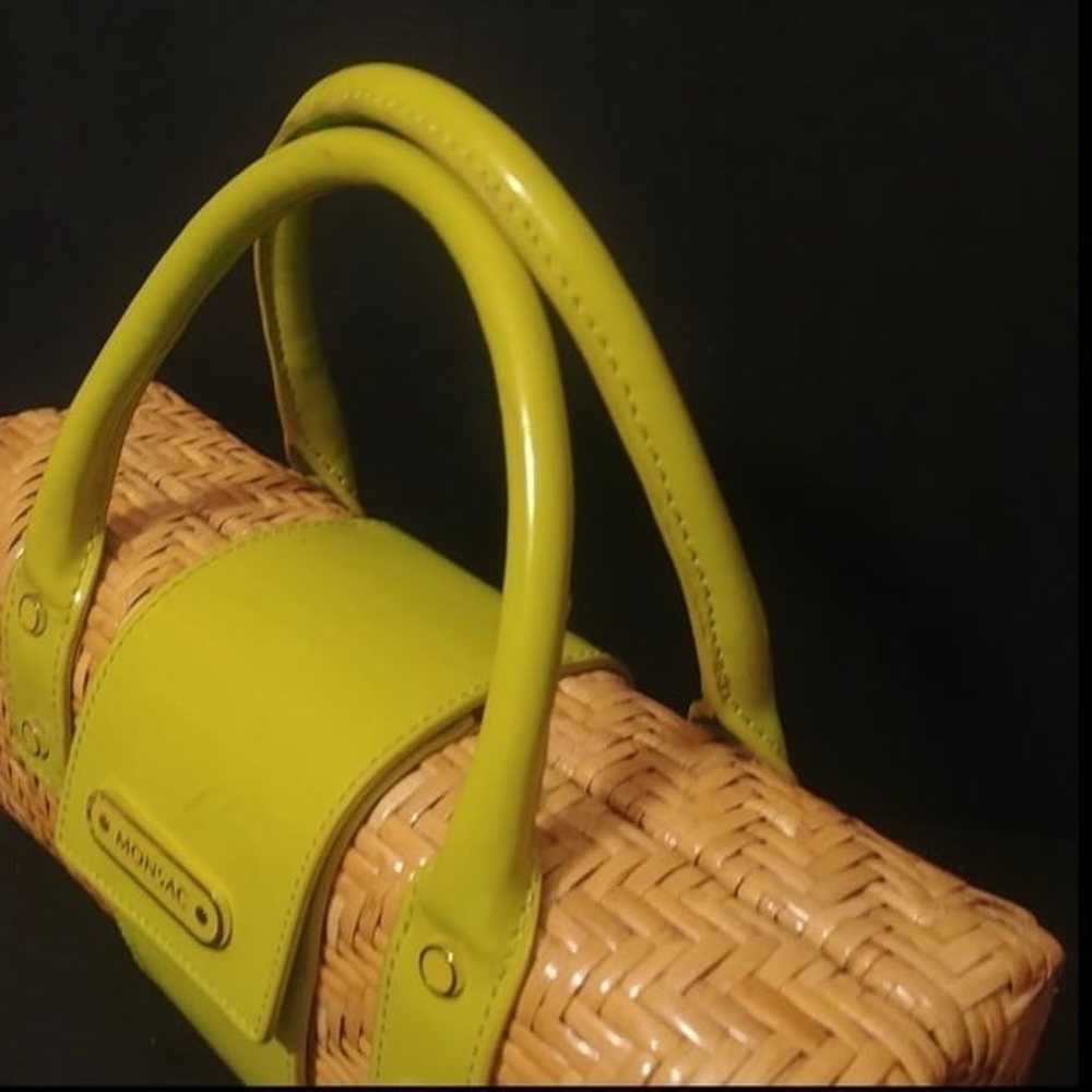 Monsac Original Straw Wicker Lime Green Coated Le… - image 5