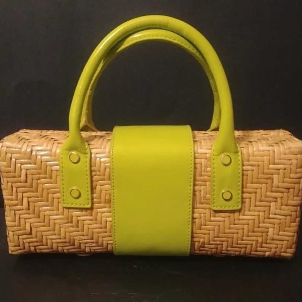 Monsac Original Straw Wicker Lime Green Coated Le… - image 6