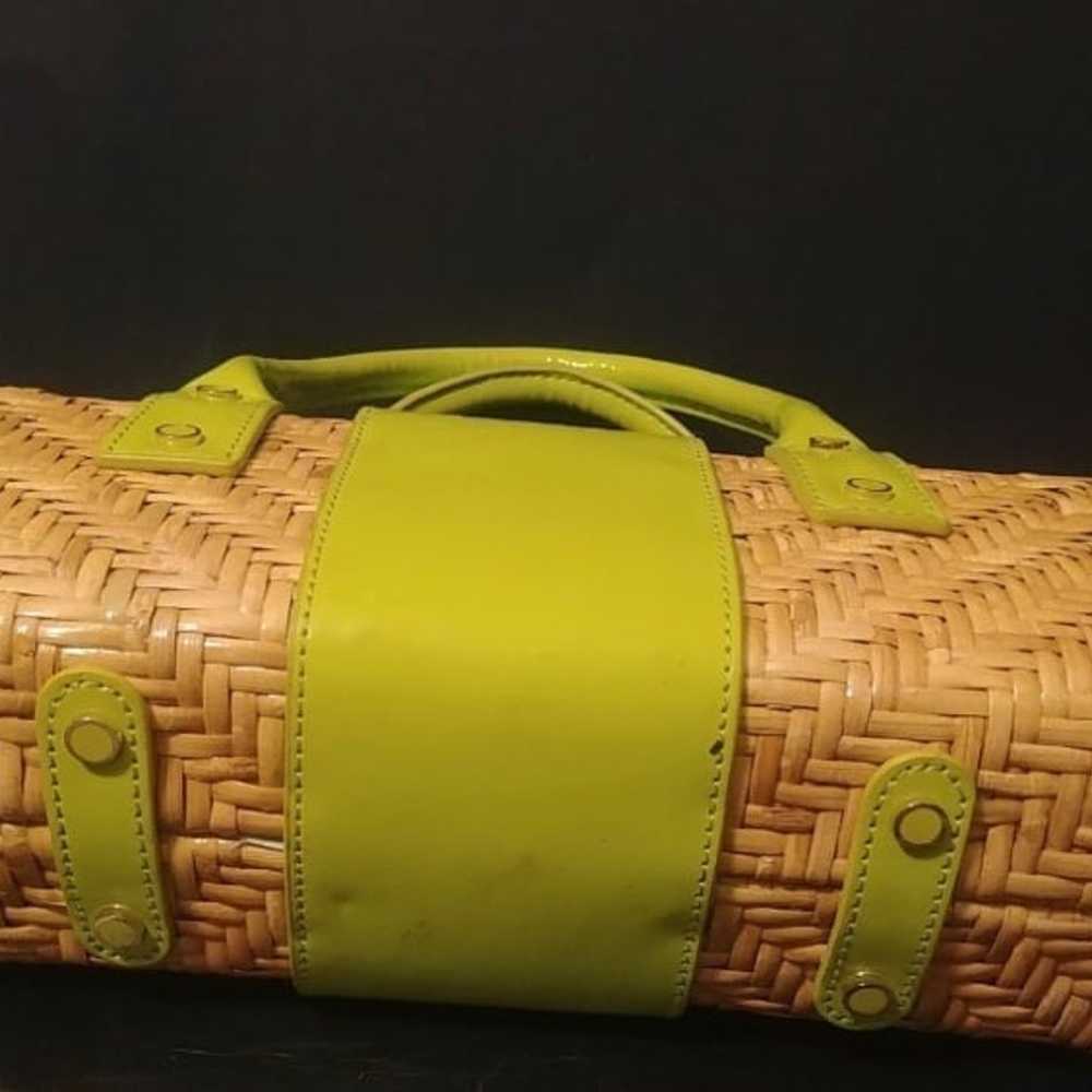 Monsac Original Straw Wicker Lime Green Coated Le… - image 7