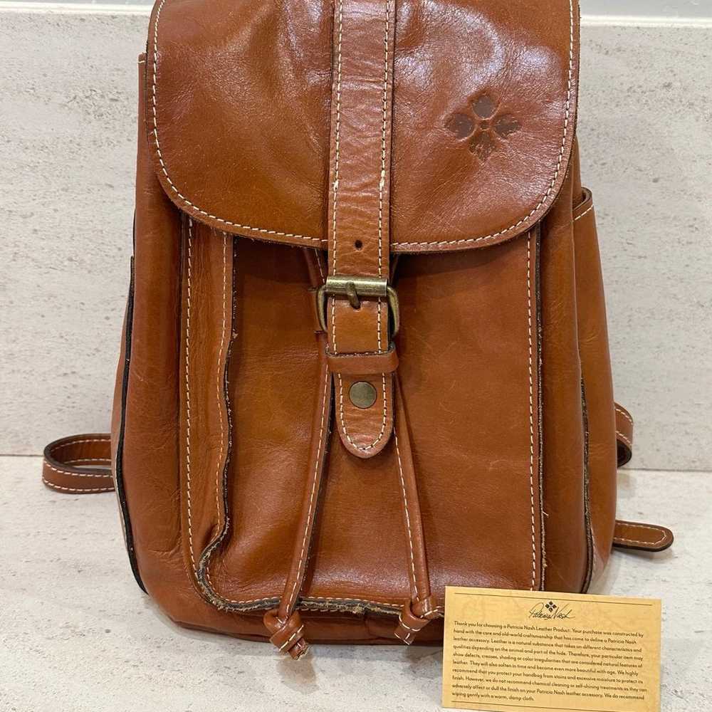 Patricia Nash Aberdeen Tan Brown Leather Backpack… - image 1