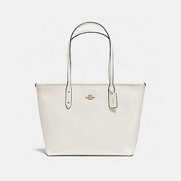NWOT COACH LEATHER CITY ZIP TOTE, WHITE - image 1