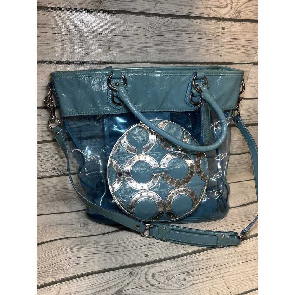 Coach Clear Teal Large Beach Tote Bag - image 1