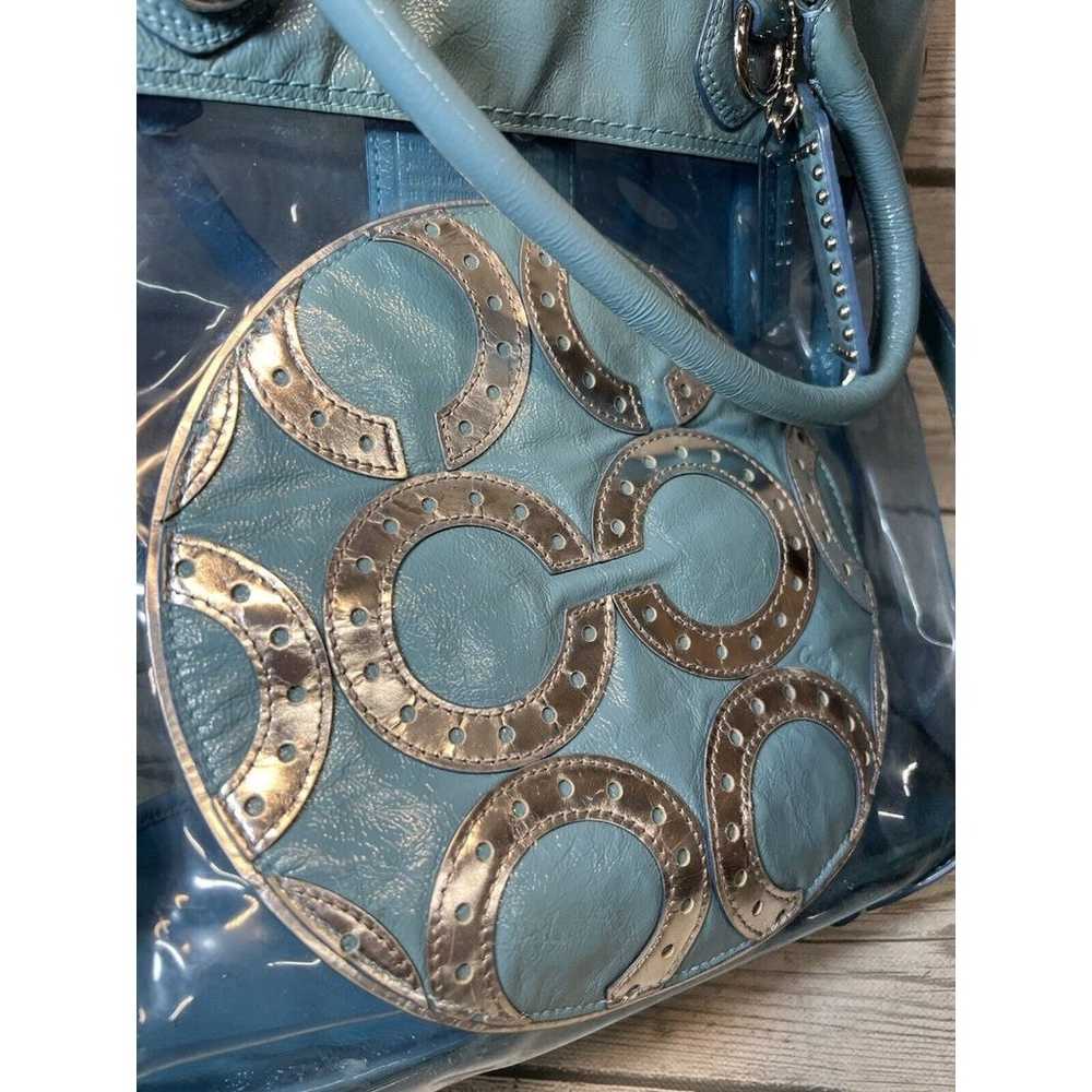 Coach Clear Teal Large Beach Tote Bag - image 3