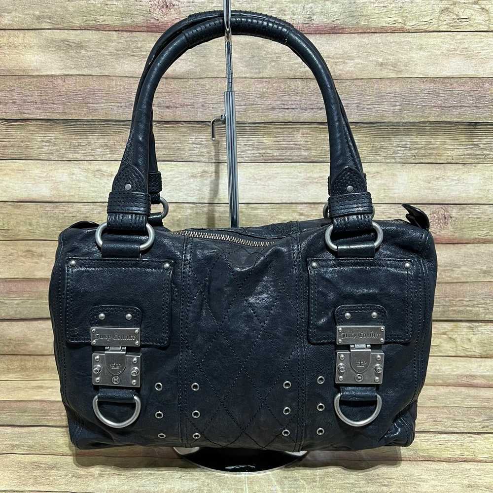 Juicy Couture Black Leather Y2K Shoulder Bag - image 1