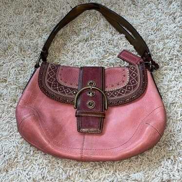 COACH Beautiful Pink/Rose  Tooled Leather/Wide Sho