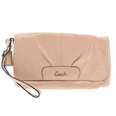 Coach Kristin Leather Large Flap Wristlet Beige - image 1