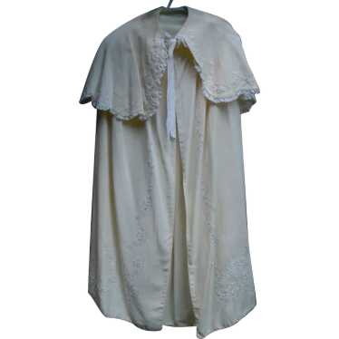 Beautiful Old Christening Silk Cape  w/ Forget-Me… - image 1