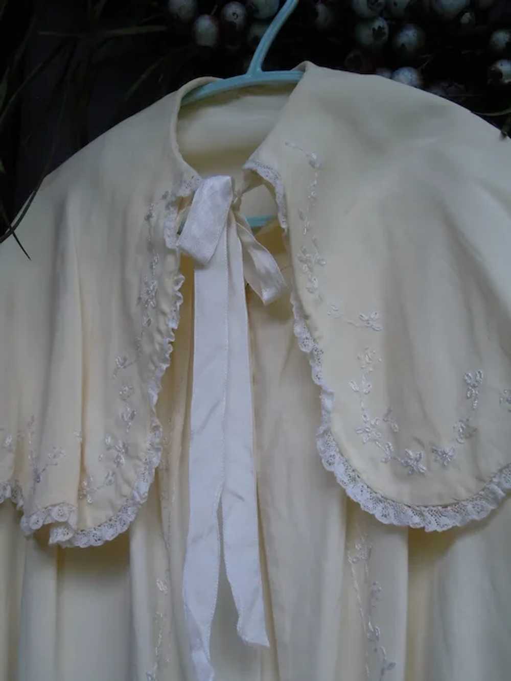 Beautiful Old Christening Silk Cape  w/ Forget-Me… - image 2
