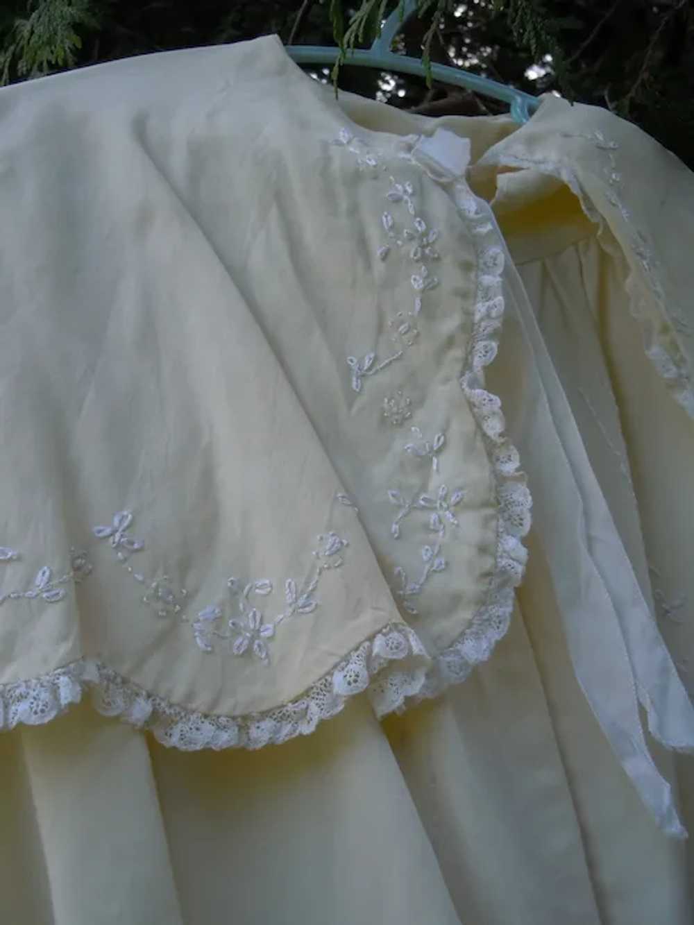 Beautiful Old Christening Silk Cape  w/ Forget-Me… - image 3