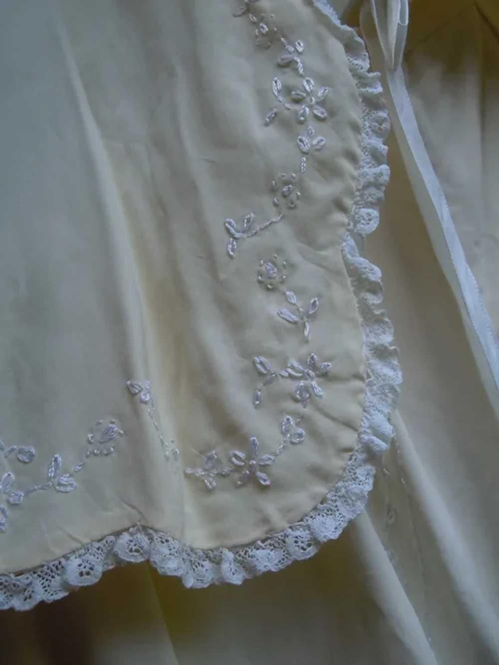 Beautiful Old Christening Silk Cape  w/ Forget-Me… - image 4