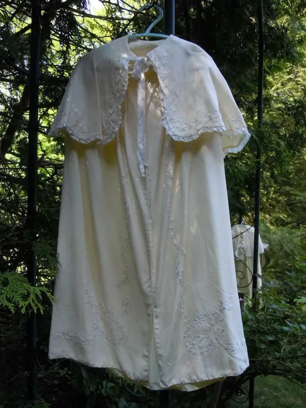 Beautiful Old Christening Silk Cape  w/ Forget-Me… - image 7