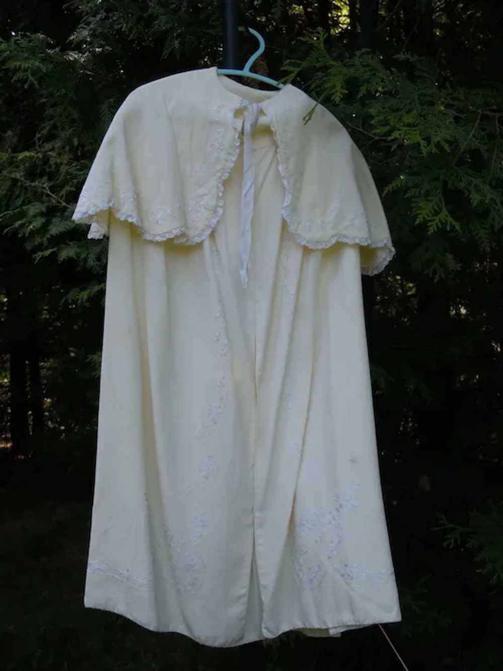 Beautiful Old Christening Silk Cape  w/ Forget-Me… - image 8