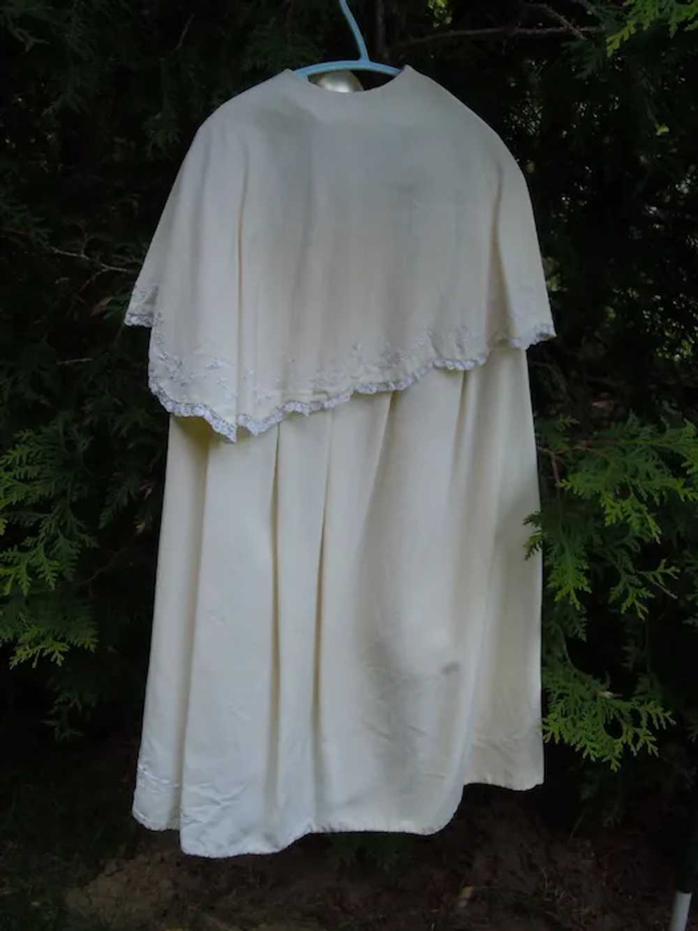 Beautiful Old Christening Silk Cape  w/ Forget-Me… - image 9