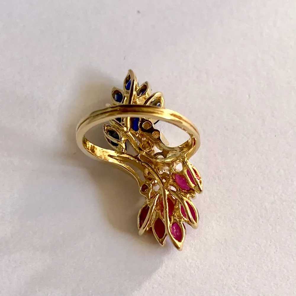 18k Multi Gem Ruby Sapphire & Diamond Ring Patrio… - image 8