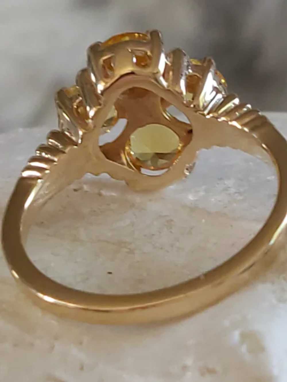 10K Gold and Yellow Sapphire Four Stone Flower Ri… - image 11