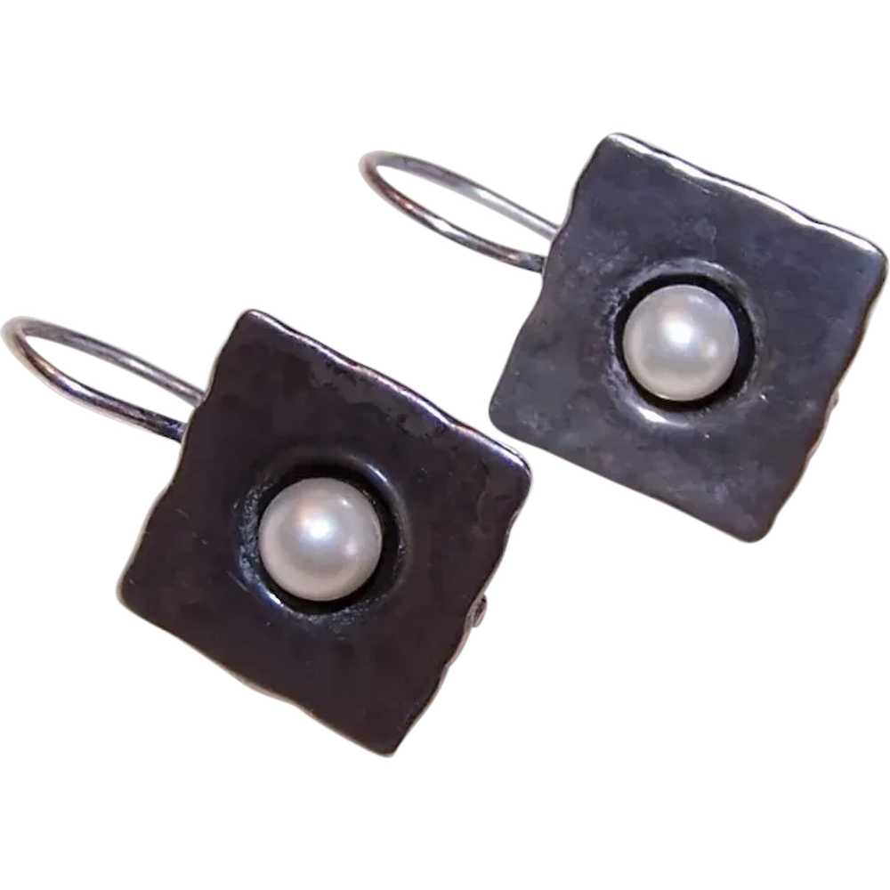 Sterling Silver Cultured Pearl Drop Earrings - Sh… - image 1