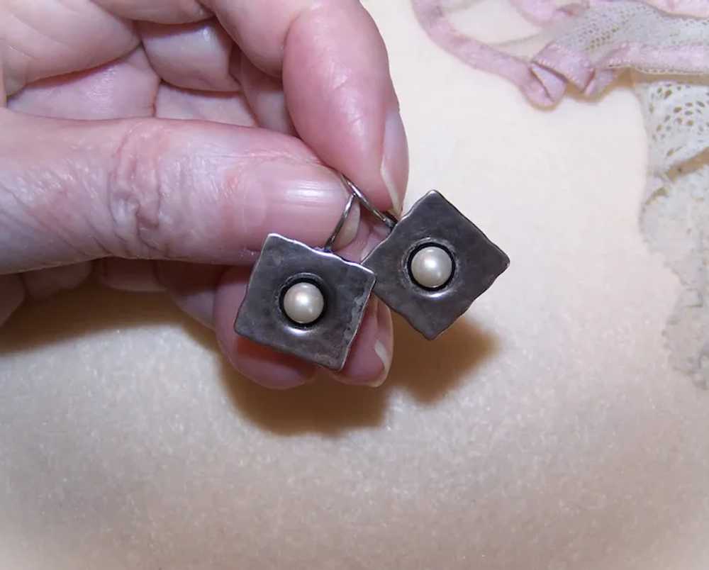 Sterling Silver Cultured Pearl Drop Earrings - Sh… - image 5