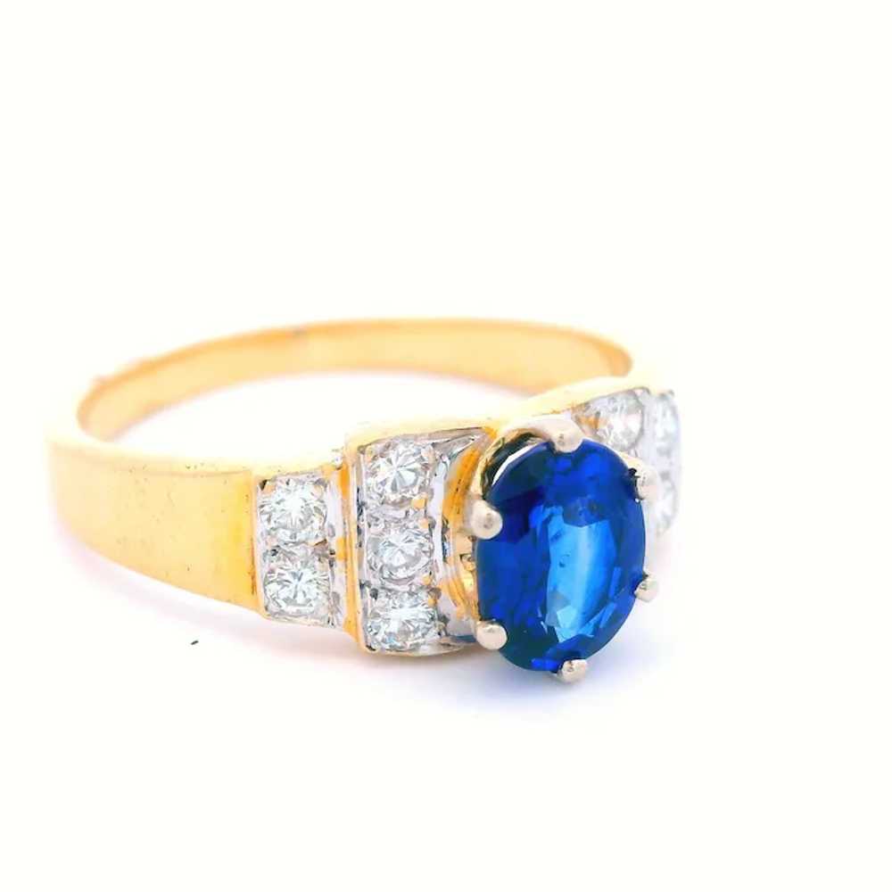 14K Yellow Gold Contemporary Blue Sapphire & Diam… - image 5