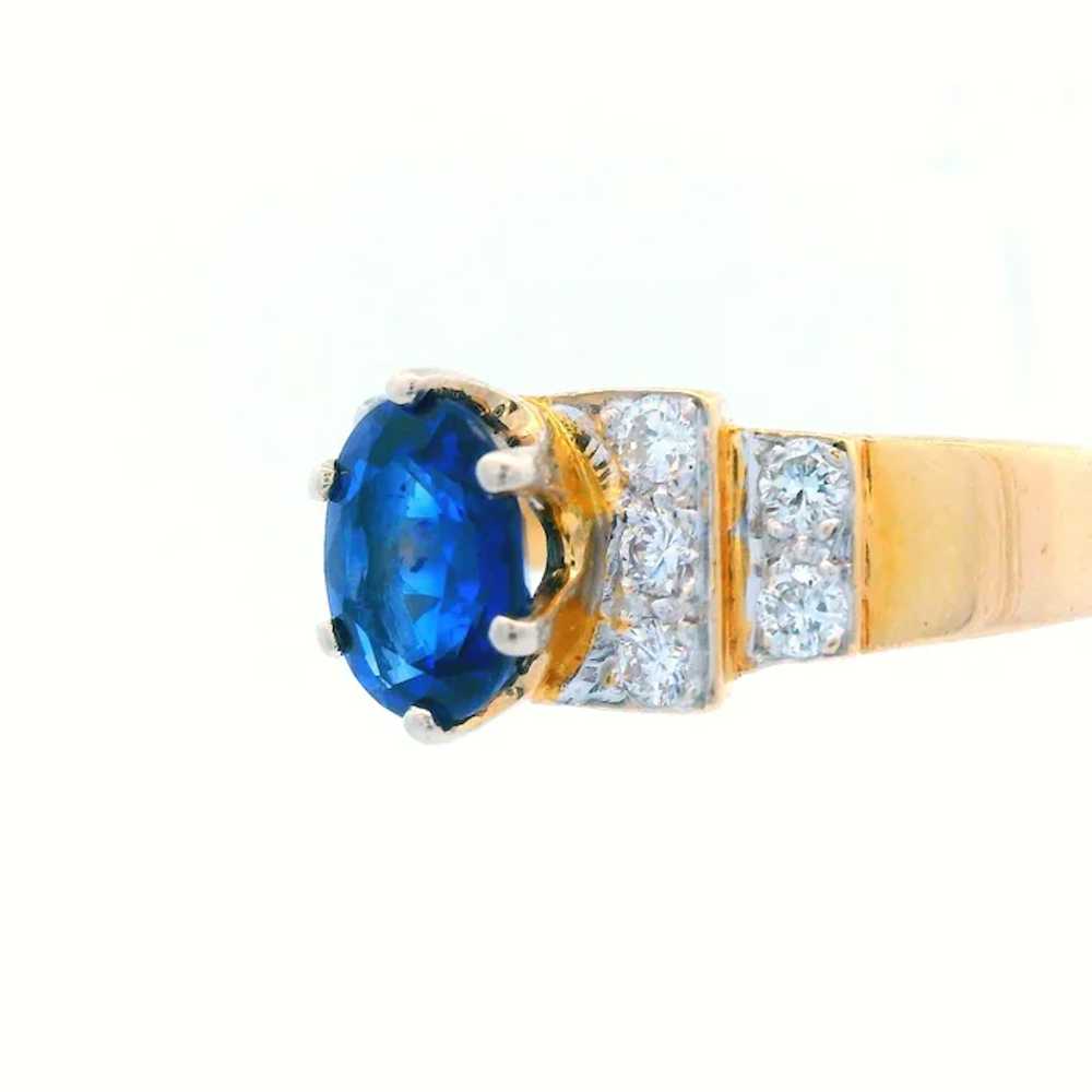 14K Yellow Gold Contemporary Blue Sapphire & Diam… - image 6