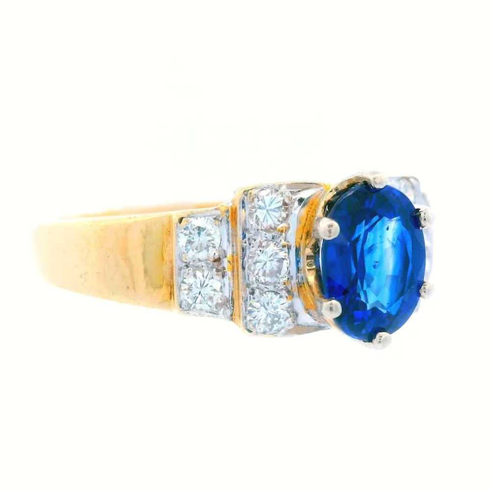 14K Yellow Gold Contemporary Blue Sapphire & Diam… - image 7