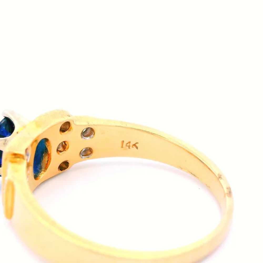 14K Yellow Gold Contemporary Blue Sapphire & Diam… - image 8