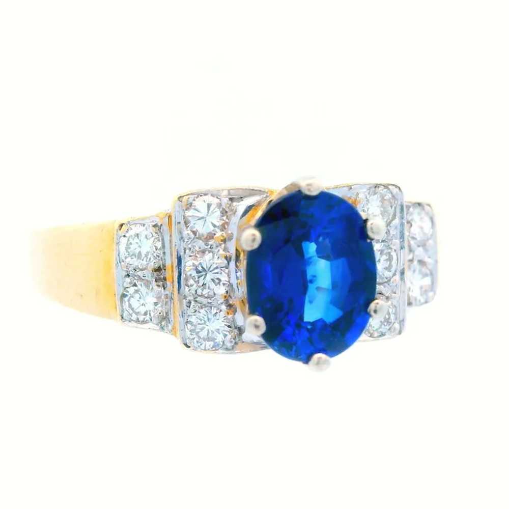 14K Yellow Gold Contemporary Blue Sapphire & Diam… - image 9