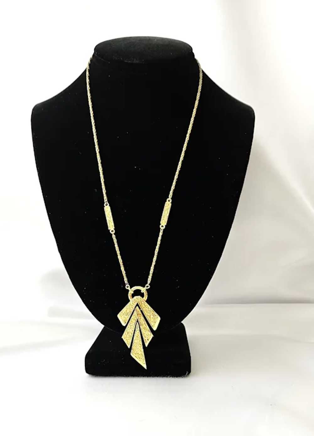 Vintage Trifari Gold-Tone Metal Sections Necklace - image 2