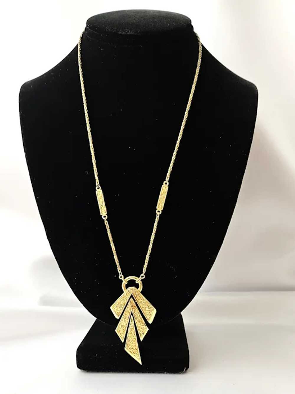 Vintage Trifari Gold-Tone Metal Sections Necklace - image 4