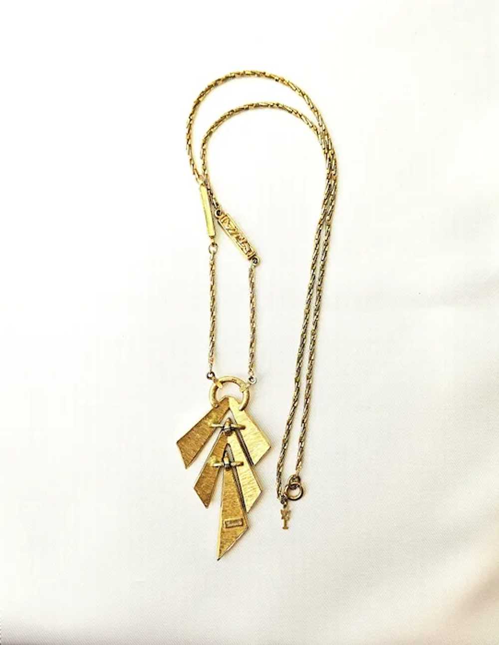 Vintage Trifari Gold-Tone Metal Sections Necklace - image 7