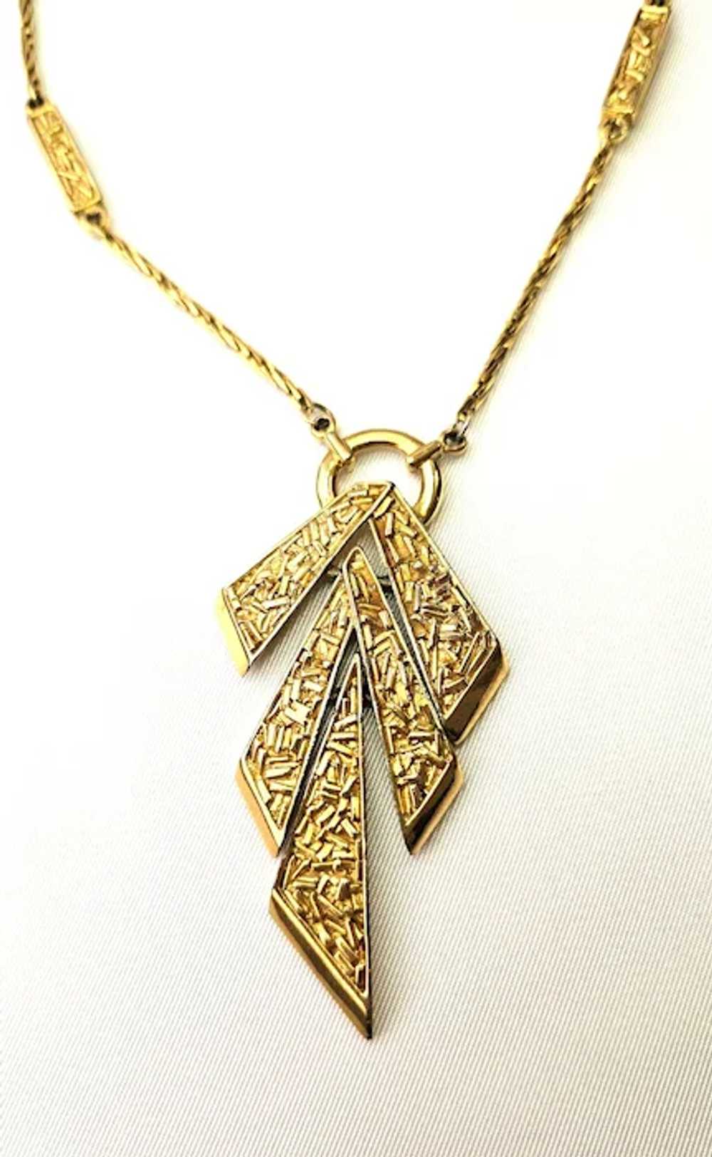 Vintage Trifari Gold-Tone Metal Sections Necklace - image 9