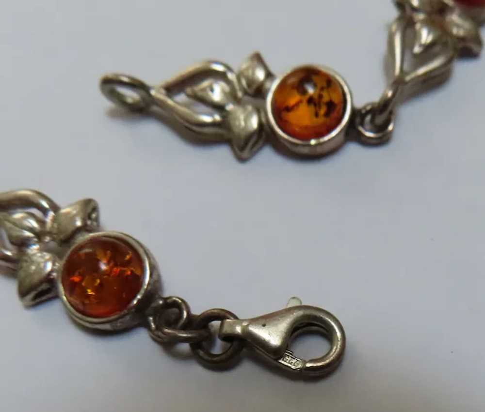 Lovely Floral Amber Sterling Silver Bracelet - image 4